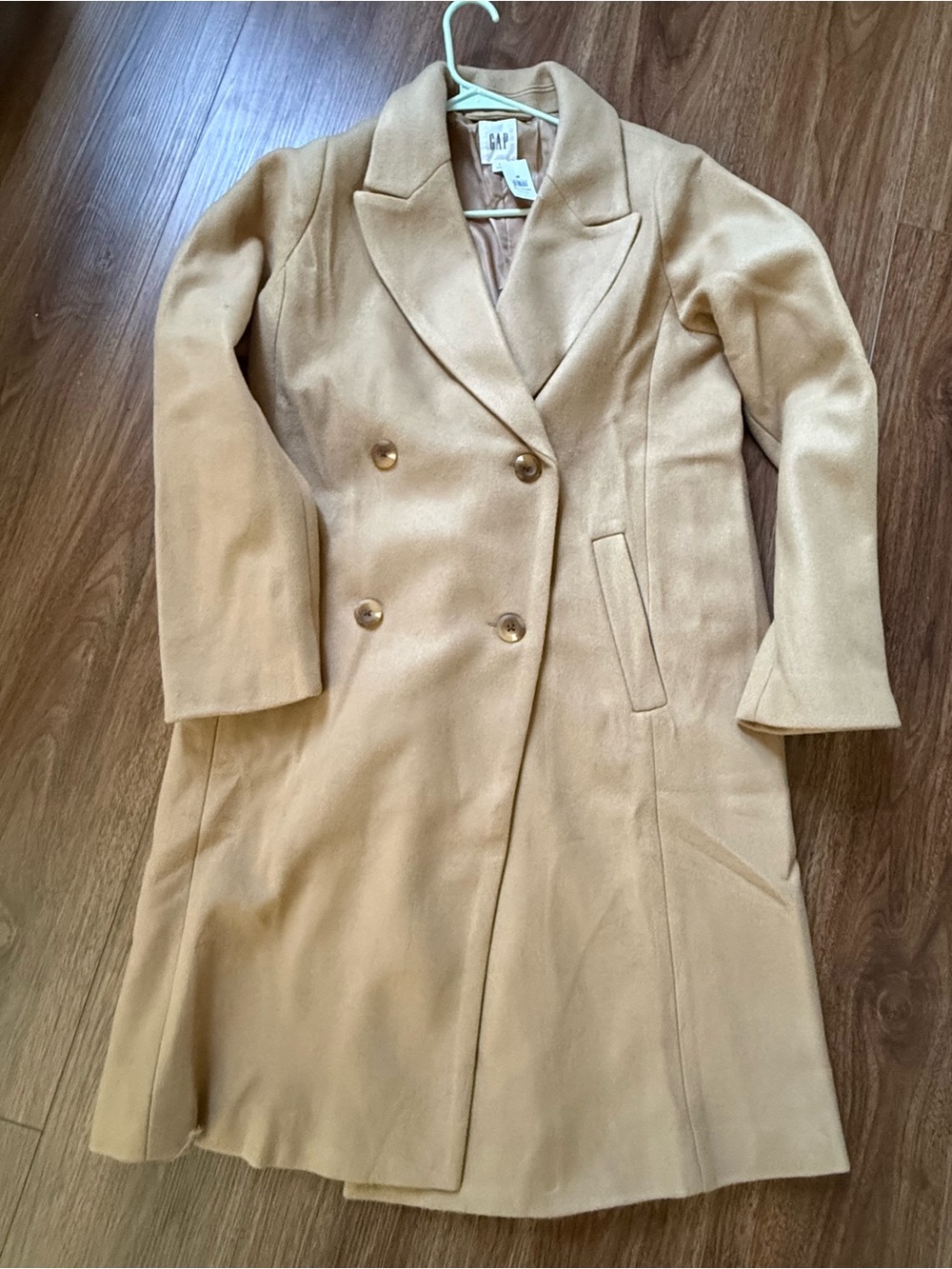 GAP Camel Double-Breasted Wool Coat